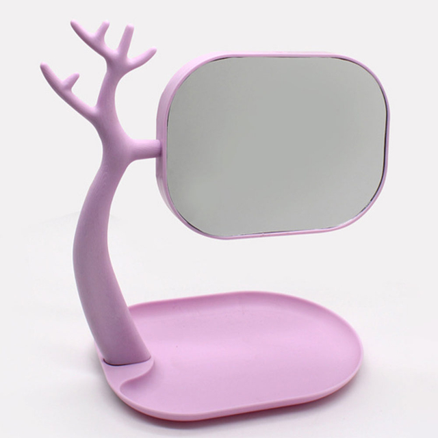 مرآة طاولة بلاستيكية تقف مرآة مستحضرات التجميل متعددة الوظائف